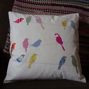 Patchwork bird cushion