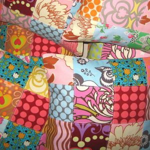 Multicoloured handmade patchwork cushions