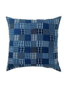 Indigo blue patchwork cushion reduced at Toast