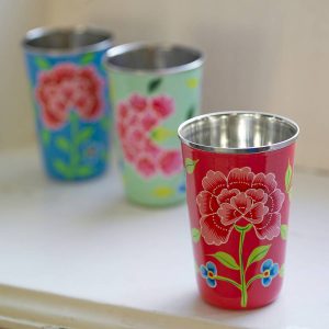 Nkuku franjipani floral enamelware cup