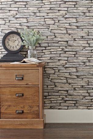 Create the look of a traditional stone wall with grey slate wallpaper -  Cosy Home Blog