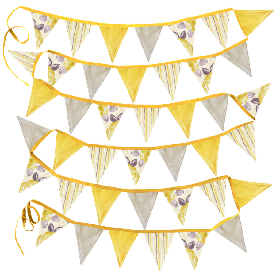 Lovely fabric bunting for a summer garden wedding reception