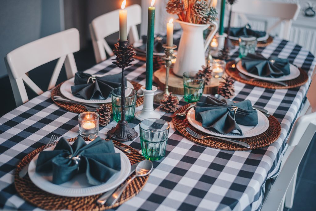 Autumnal themed table set for dinner