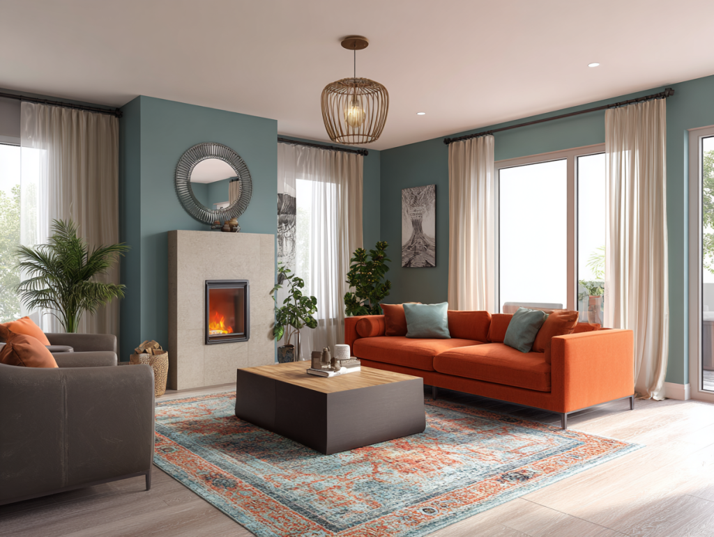 Interior of a contemporary cosy living room